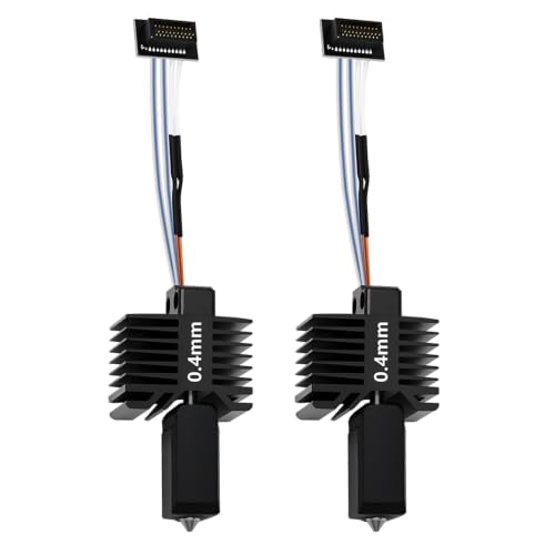 2PCS 0.4mm P1S P1P Hotend, Upgraded All-Metal Hardened Steel Nozzle Hotend Pre-assembled with 24V 48W Ceramic Heater & High-Temp Thermistor Replacement Hot end for Bambu Lab P1 Series 3D Printers 2