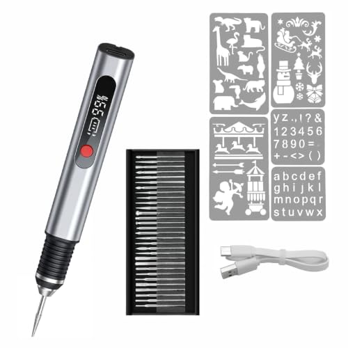 Cordless Engraving Pen, 3-Speed Electric Engraving Tool Kit, Engrave 50+ Surfaces, with 30 Small Drill bits, USB Charging for Wood Resin Stone Jewelry