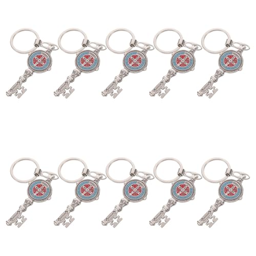 Operitacx 10pcs Key Shaped Saint Benedict Medal Keychain Pendant