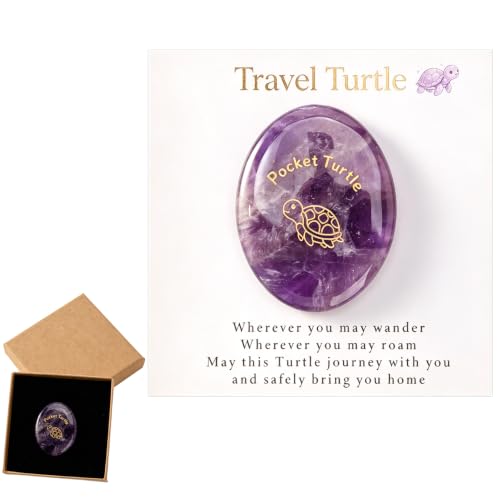 3PCS Crystal Turtle Gift, Tortoise Present with Card and Box, Purple