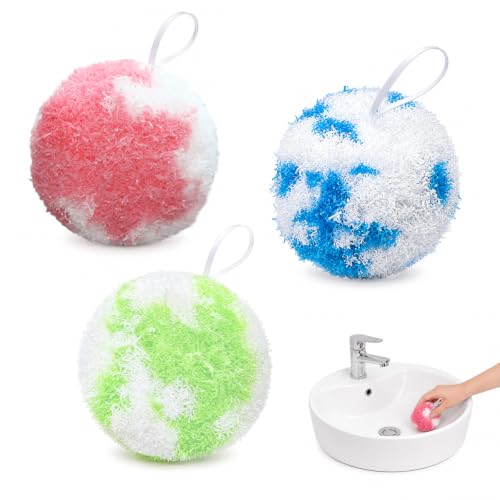 Bathroom Cleaning Ball Set of 3 Ceramic Sink Cleaning Brush Highly Efficient Cleaner for Sinks, Worktops, Tiles, Taps and Shower Heads