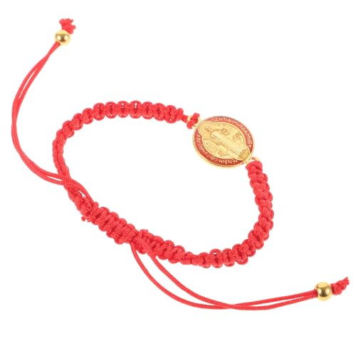 Homoyoyo Saint Benedict Adjustable Rope Bracelet with Alloy Medal Handmade