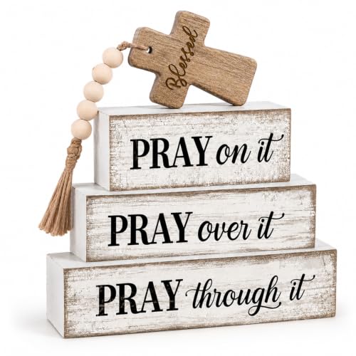 Wooden Ornaments Home Decor, Christian Table Farmhouse Decor, 4 Pcs