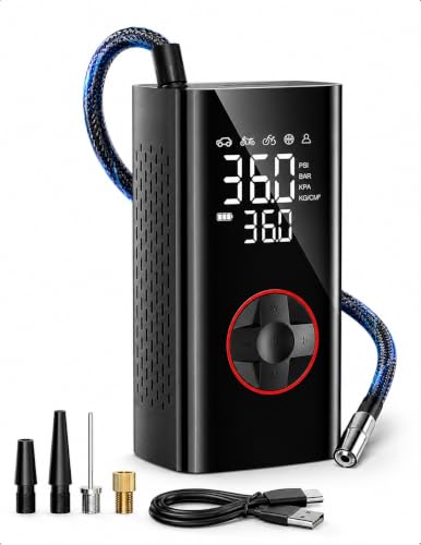 Tyre Inflator Portable Air Compressor, 150 PSI Portable Air Pump for Car Tyres, Air Pump for Car, Motorcycle, Bike, Ball