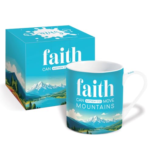 Christian Mug with Gift Box, Faith, Bible Verse Matthew 17:20
