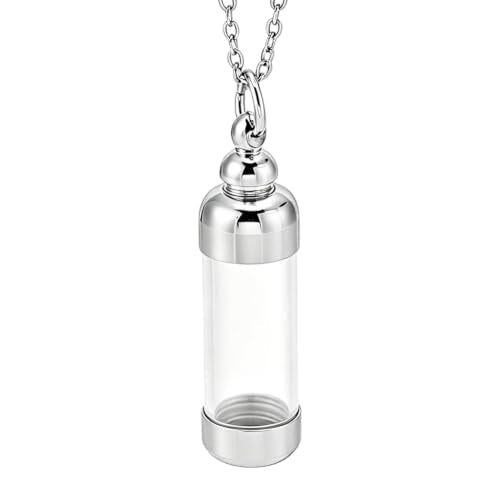 2Pcs Acrylic Cylinder Urn Necklaces for Ashes Clear Glass Tube Vial Creamation Necklace Ash Urns Locket Pendant Keepsake Memorial Jewelry Ashes Holder for Women Men Gifts