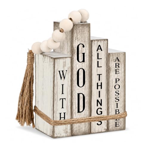 5 PCS Wooden Ornaments for House Book Shaped Decor with Bible Theme