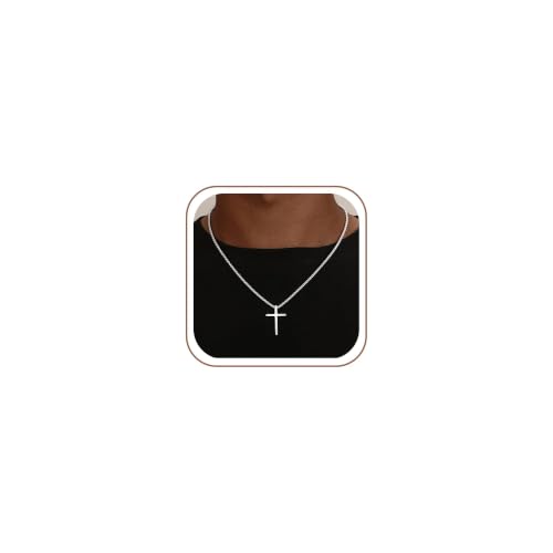 925 Sterling Silver Cross Necklace for Men Classic Cross Chain 20.0 Inches