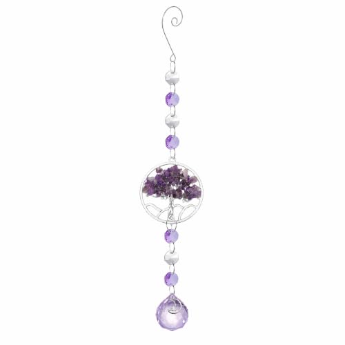 Crystal Gifts For Women, Sun Catchers For Windows, Spiritual Gifts, Tree Of Life Natural Chakra Healing Crystal Stone Purple