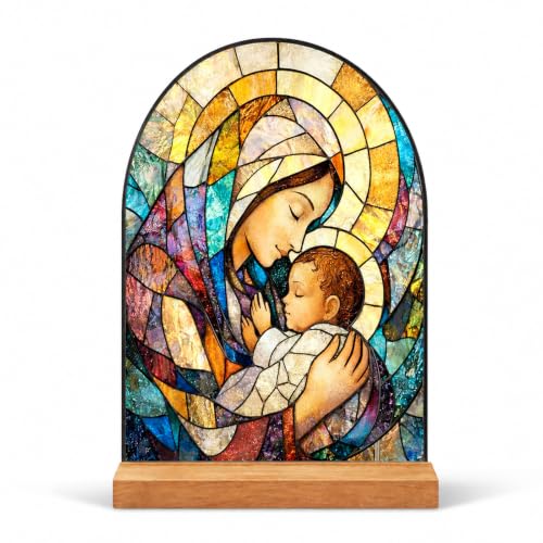 Colourful Virgin Mary and Baby Jesus Acrylic Plaque Desktop Ornaments