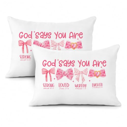 2Pcs Christian Gifts for Women, Bow Bible Cushion Covers, Decorative Pillow