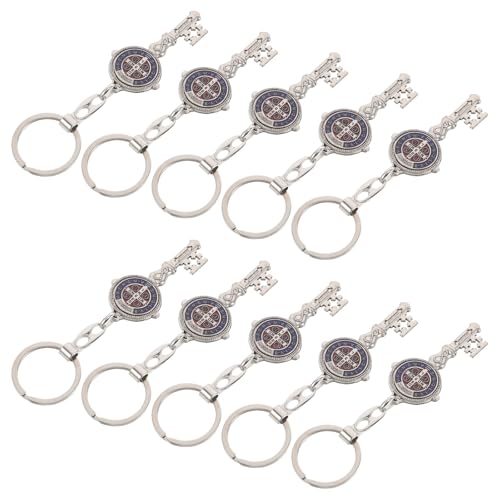 YARNOW 10pcs Saint Benedict Keychain Key Shape Alloy Religious Medal Gift