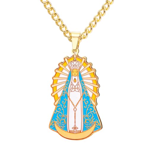 VASSAGO Our Lady of Luján Necklace Virgin Mary Pendant for Women Gold
