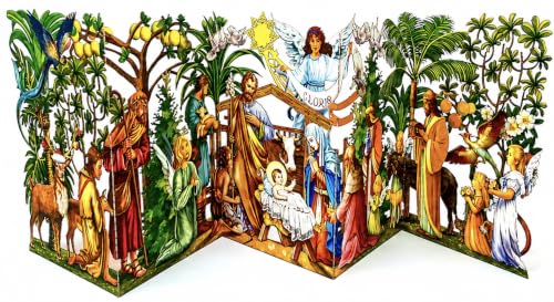 3D Pop Up Nativity Christmas Card – Extra Large Religious Zig Zag Concertina Card with Baby Jesus, Mary, Joseph, Angels & Three Wise Men – Christian Xmas Card with Envelope