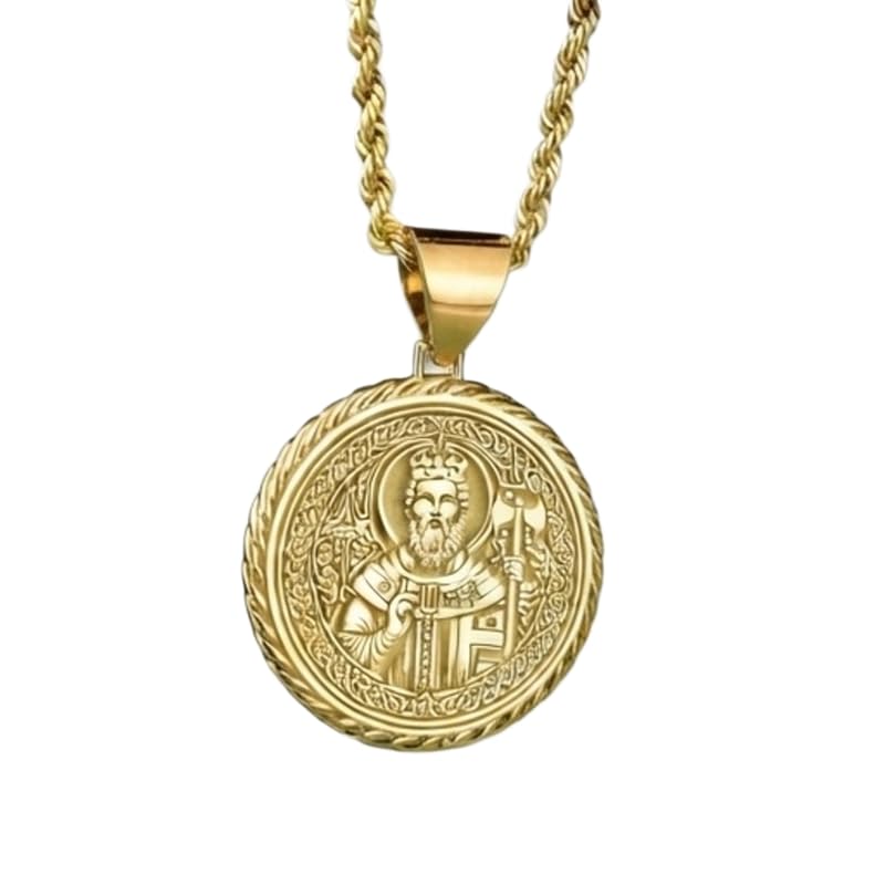 LKBEADS 925 Sterling Silver Saint King Pendant Necklace, 22MM |LK_NLC_00350