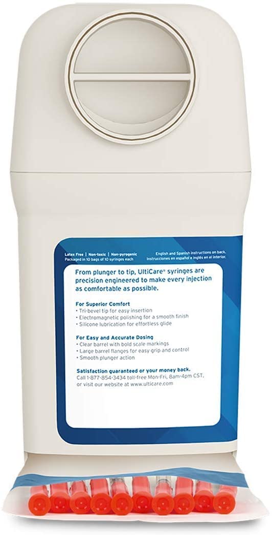 [Australia - AusPower] - UltiCare VetRx U-40 UltiGuard Safe Pack Pet Insulin Syringes 1/2cc, 29G x 1/2", 100 ct (Without 1/2 Unit Markings) 