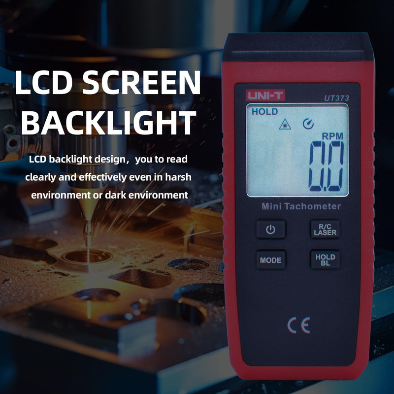 [Australia - AusPower] - UNI-T UT373 Mini Digital Tachometer, 10~99999 RPM Non-Contact Tachometer Speed Meter Speed Gauge with Backlight, Max/Min/data hold, Rotating Speed/Count Function Switching 