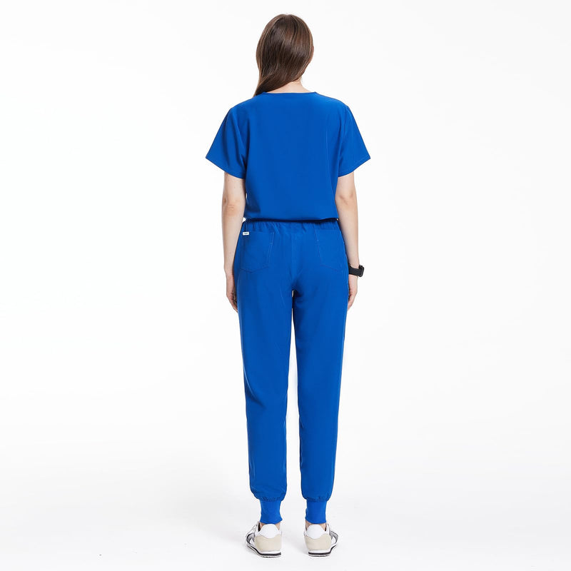[Australia - AusPower] - Uniforms World Scrubs for Women Set - Stretch Scrub Top & Pants with 8 Pockets, Yoga Waistband, Anti Wrinkle, Slim Fit Royal Blue Medium 