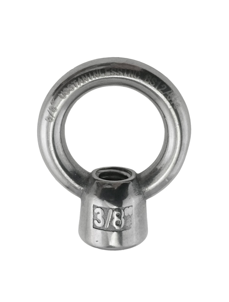 [Australia - AusPower] - US STAINLESS Stainless Steel 316 Lifting Eye Nut 3/8" UNC Marine Grade Pitch of 16 