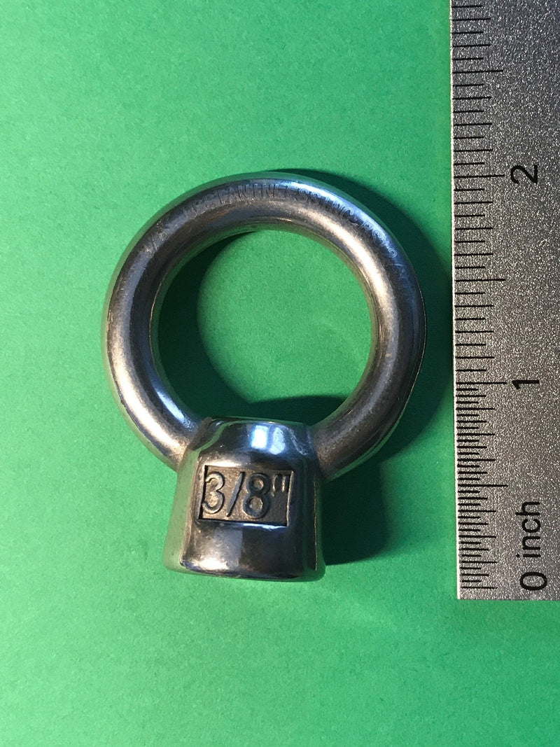 [Australia - AusPower] - US STAINLESS Stainless Steel 316 Lifting Eye Nut 3/8" UNC Marine Grade Pitch of 16 