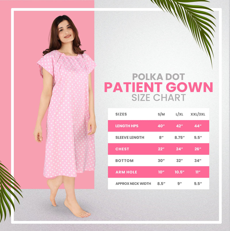 [Australia - AusPower] - Utopia Care Women's Hospital Gown Soft Comfortable and Stylish Patient Gown Small-Medium Polkadots Pink 