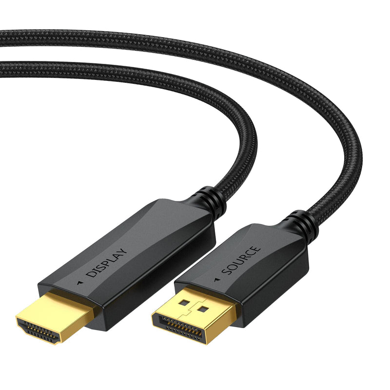 [Australia - AusPower] - 4K DisplayPort to HDMI Cable 6 ft, 4K DP (Display Port) to HDMI Adapter Cord 6ft Braided Male to Male Supports Video and Audio (4k, 2160P, 1440P, 1080P)-NOT Bidirectional 1 