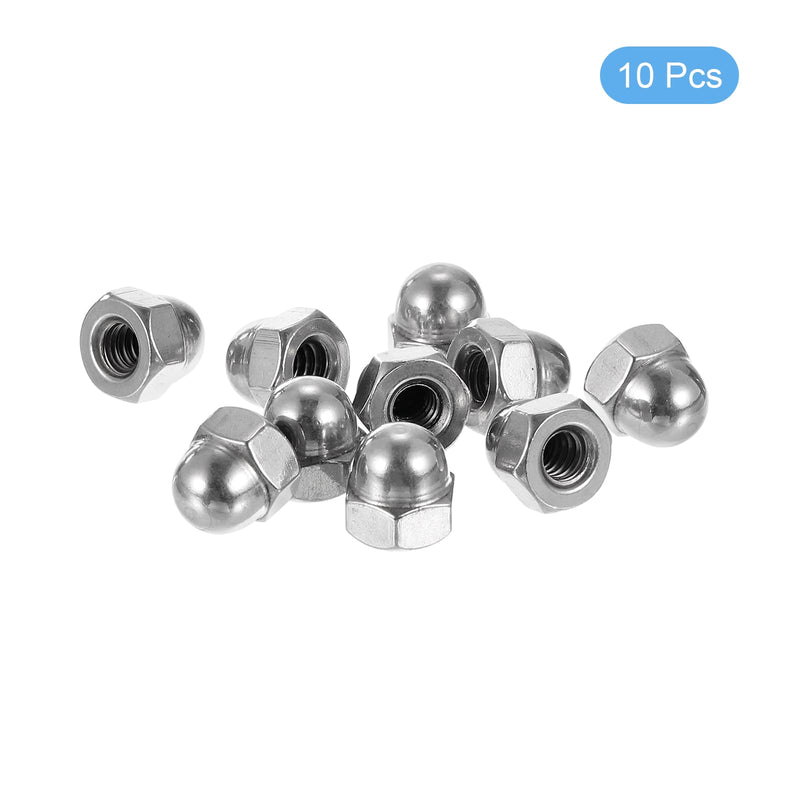 [Australia - AusPower] - uxcell #10-24 Acorn Cap Nuts, 10Pcs Carbon Steel Dome Cap Head Acorn Nut Hardware Nuts for Bolt Cover Nickel Plating, Silvery 10 