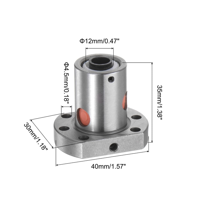 [Australia - AusPower] - uxcell Ball Screw Nut SFU1204 (12mm Dia, 4mm Pitch) Ball Screw Single Nut for 1204 Nut Housing CNC Machine Parts 