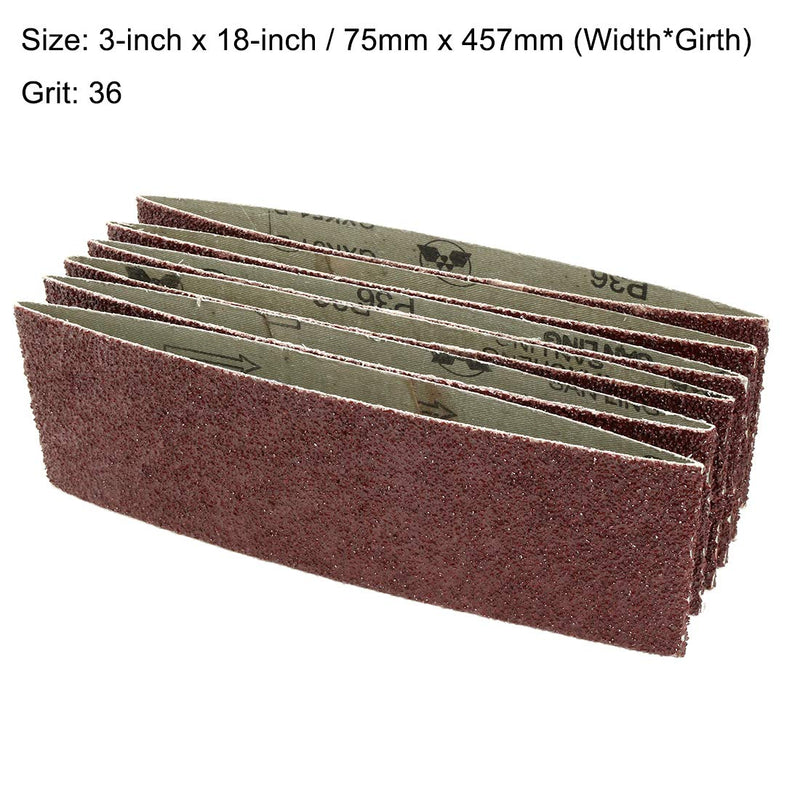 [Australia - AusPower] - uxcell 3-Inch x 18-Inch Aluminum Oxide Sanding Belt 36 Grits Sandpaper Lapped Joint for Belt Sander 6pcs 