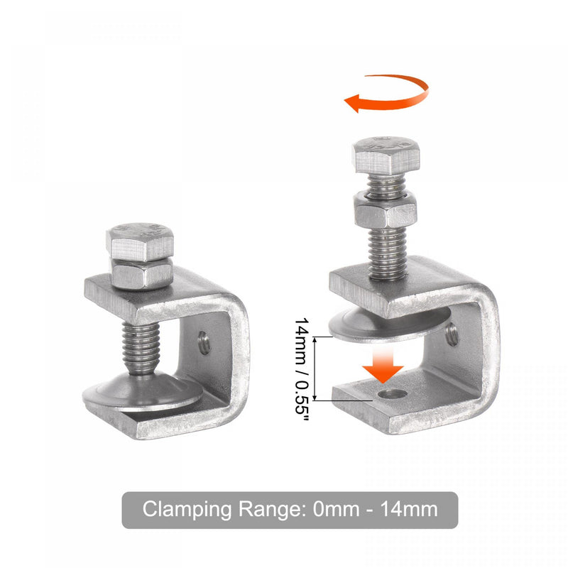 [Australia - AusPower] - uxcell Stainless Steel C-Clamp with 0.79 Inch Wide Jaw Opening for Woodworking Welding Building Household Mount 4 Pcs 20mm 