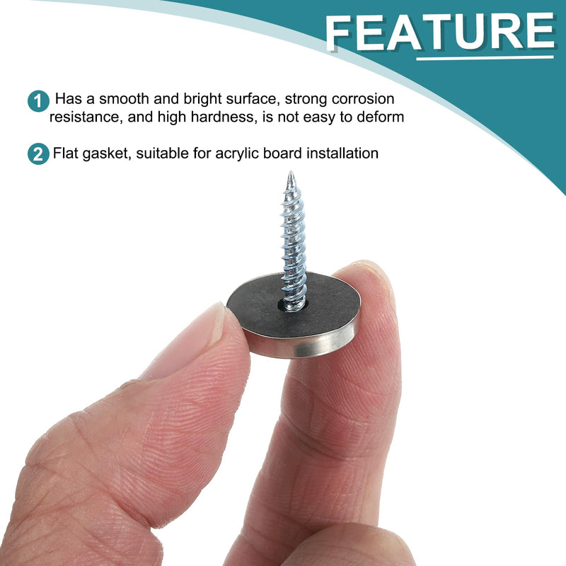 [Australia - AusPower] - uxcell 24pcs Screw Covers Caps, 14mm Dia Stainless Steel Mirror Screws Decorative Cover Caps Nails Flat Gasket Mirror Screw Fasteners for Sign Advertising Hardware Construction, Silver 