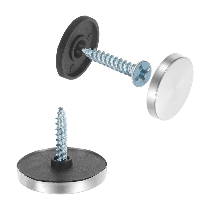 [Australia - AusPower] - uxcell 36pcs Screw Covers Caps, 25mm Dia Stainless Steel Mirror Screws Decorative Cover Caps Nails Convex Gasket Mirror Screw Fasteners for Sign Advertising Hardware Construction, Silver 