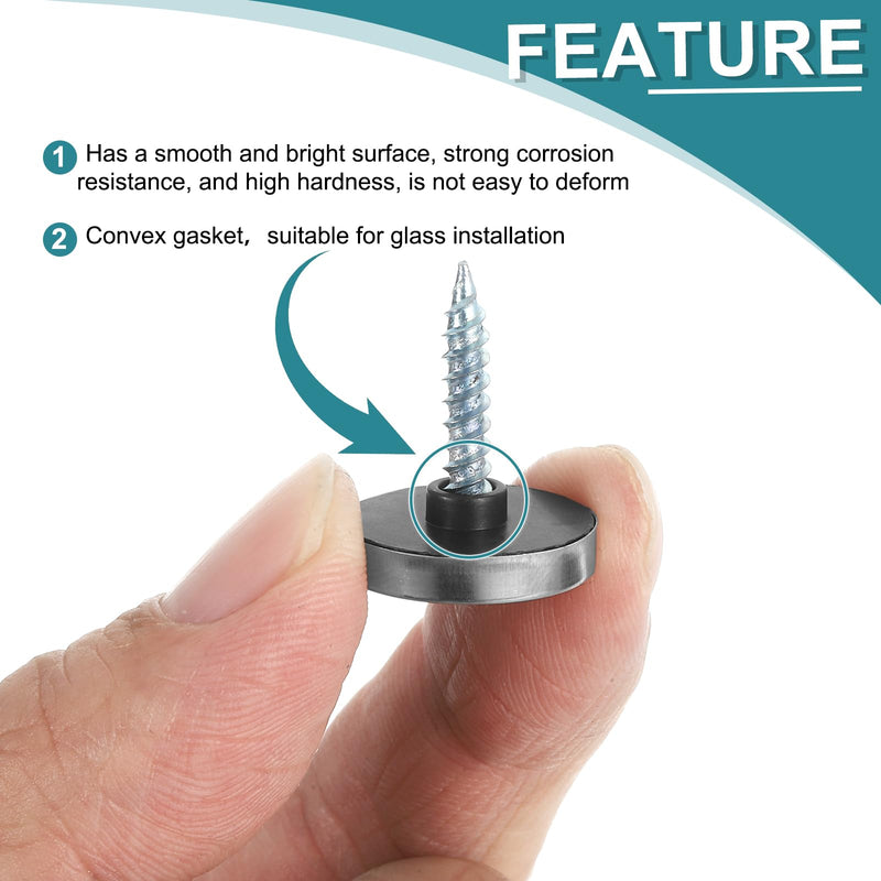 [Australia - AusPower] - uxcell 36pcs Screw Covers Caps, 25mm Dia Stainless Steel Mirror Screws Decorative Cover Caps Nails Convex Gasket Mirror Screw Fasteners for Sign Advertising Hardware Construction, Silver 