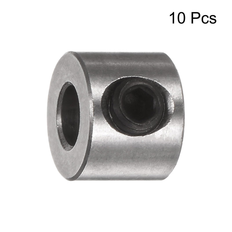[Australia - AusPower] - uxcell 10pcs Set Screw Collars 4mm Bore Stainless Steel Shaft Collars, 9mm OD, 7mm Width, Landing Gear Stopper Wheel Collar 