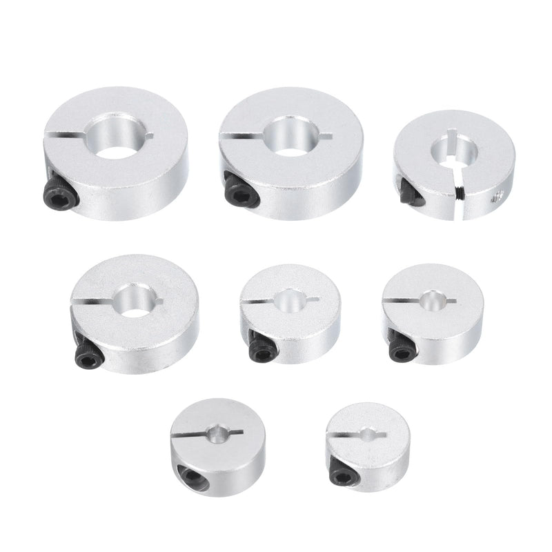 [Australia - AusPower] - uxcell 8pcs Single Split Shaft Collar Set 3mm 4mm 5mm 6mm 8mm 9mm 11mm 12mm Bore Drill Stop Collar Set, Aluminum Alloy Set Screw Split Clamping Collars 