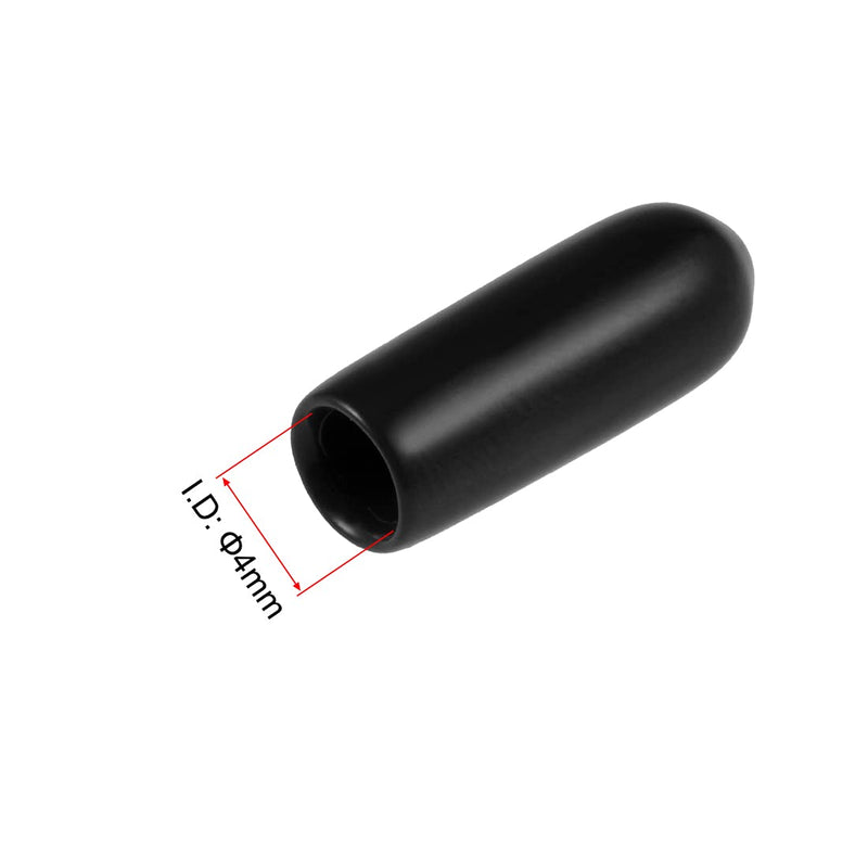 [Australia - AusPower] - uxcell 100pcs Rubber End Caps 4mm ID Vinyl Round Tube Bolt Cap Cover Screw Thread Protectors Black 