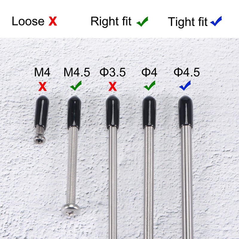 [Australia - AusPower] - uxcell 100pcs Rubber End Caps 4mm ID Vinyl Round Tube Bolt Cap Cover Screw Thread Protectors Black 