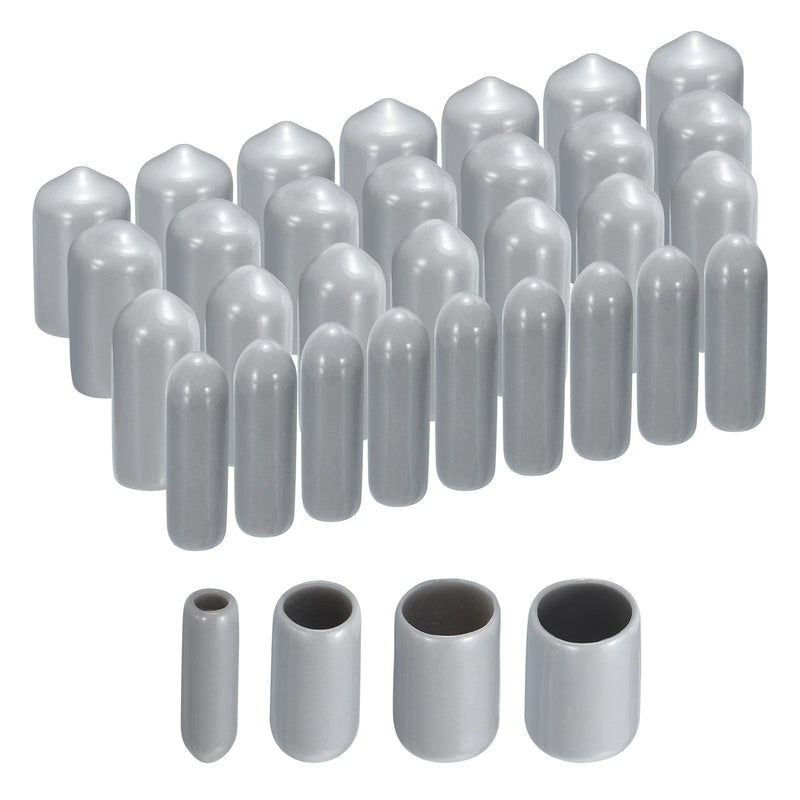 [Australia - AusPower] - uxcell 40pcs Round Rubber End Caps 1/8" 1/4" 3/8" 1/2" Grey Vinyl Cover Screw Thread Protectors Assortment Kit(3mm 6mm 9mm 12mm) 1/8" 1/4" 3/8" 1/2" 40 