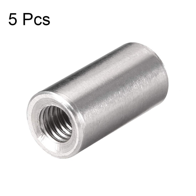 [Australia - AusPower] - uxcell M6 Round Connector Nuts, 304 Stainless Steel Coupling Nut 20mm/0.78inch Length,Pack of 5 M6x20mm 