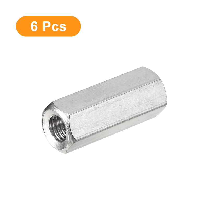[Australia - AusPower] - uxcell M8 x 1.25-Pitch 35mm Length Coupling Nuts, 6pcs 304 Stainless Steel Metric Hex Rod Coupling Nuts M8x35mm 
