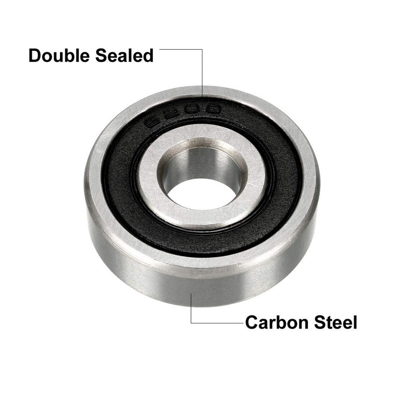 [Australia - AusPower] - uxcell 6200-2RS Ball Bearing 10mm x 30mm x 9mm Double Sealed 180200 Deep Groove Bearings, Carbon Steel (Pack of 2) 10mmx30mmx9mm 