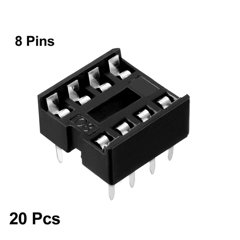 [Australia - AusPower] - uxcell 20pcs DIP IC Chip Socket Adaptor Solder Type 2.54mm Pitch Dual Row 8 Flat Pin 7.6mm Row Pitch 