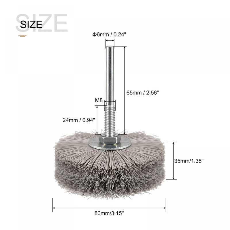 [Australia - AusPower] - uxcell Nylon Wire Brush Abrasive Polishing Wheel 600/1000 Grits 3.15-inch Grinding Head with 6mm Threaded Shank 