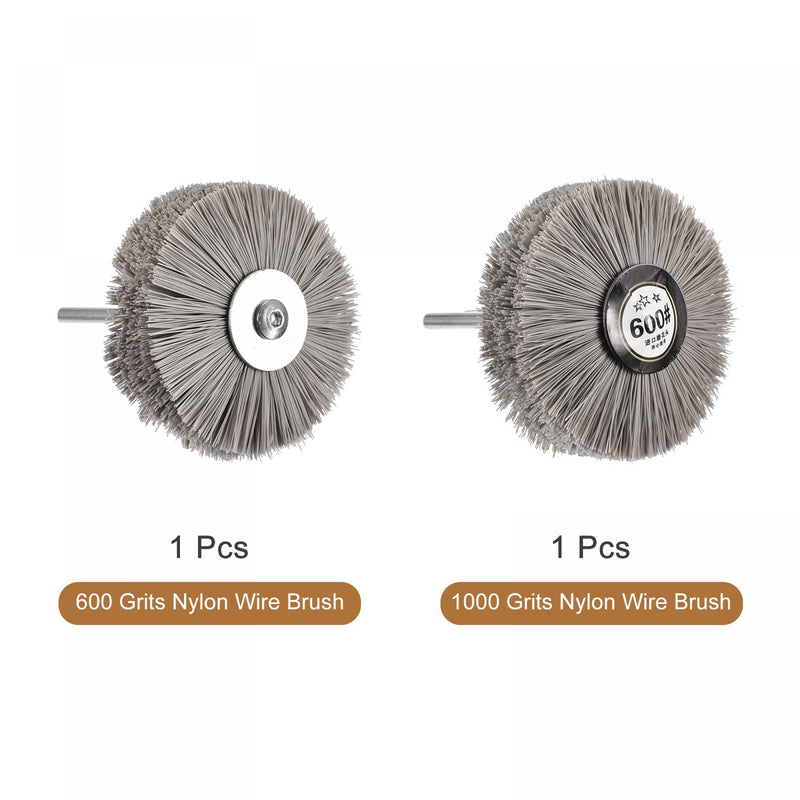 [Australia - AusPower] - uxcell Nylon Wire Brush Abrasive Polishing Wheel 600/1000 Grits 3.15-inch Grinding Head with 6mm Threaded Shank 