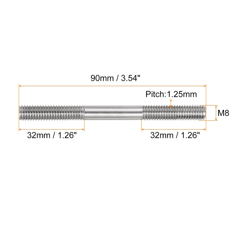 [Australia - AusPower] - uxcell 15Pcs M8x90mm 304 Stainless Steel Double End Threaded Stud Screw Bolt for House Maintenance 15 
