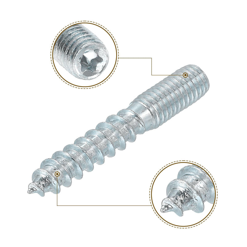 [Australia - AusPower] - uxcell M8x50mm Hanger Bolts, 12pcs 31mm Wood Dowel Screw Self-Tapping Screw with 12pcs M8x20mm Threaded Insert Nuts Interface Hex Socket Drive, for Joint Furniture Legs 12 