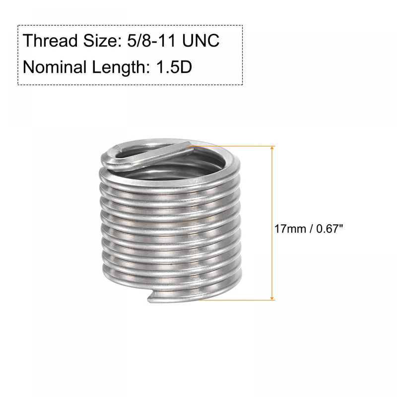 [Australia - AusPower] - uxcell Wire Thread Inserts 5/8-11 UNC 1.5D 304 Stainless Steel Helical Type Coiled Wire Screw Repair Threaded Sleeve Steel Sheath 5pcs 