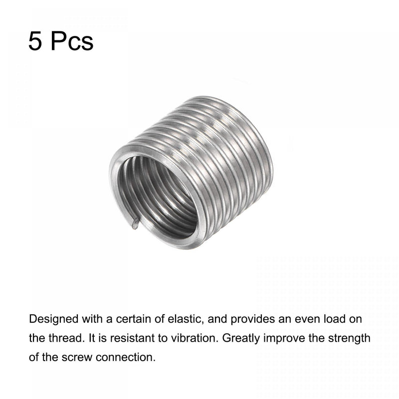 [Australia - AusPower] - uxcell Wire Thread Inserts 5/8-11 UNC 1.5D 304 Stainless Steel Helical Type Coiled Wire Screw Repair Threaded Sleeve Steel Sheath 5pcs 