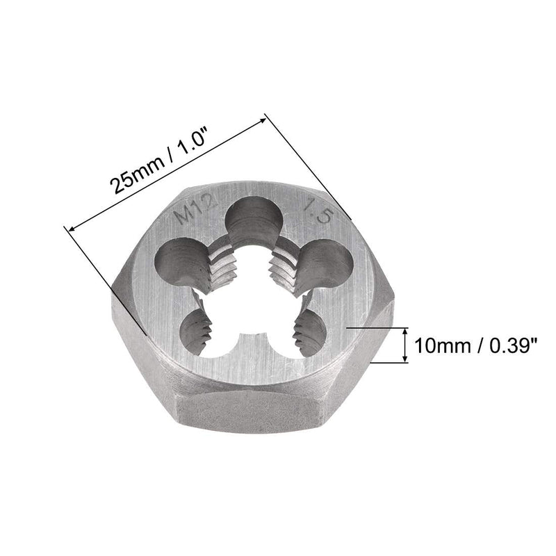 [Australia - AusPower] - uxcell Hex Rethreading Die M12 x 1.5 Pitch Carbon Steel Metric Hexagon Taper Pipe Die Accuracy Grade: 6g 