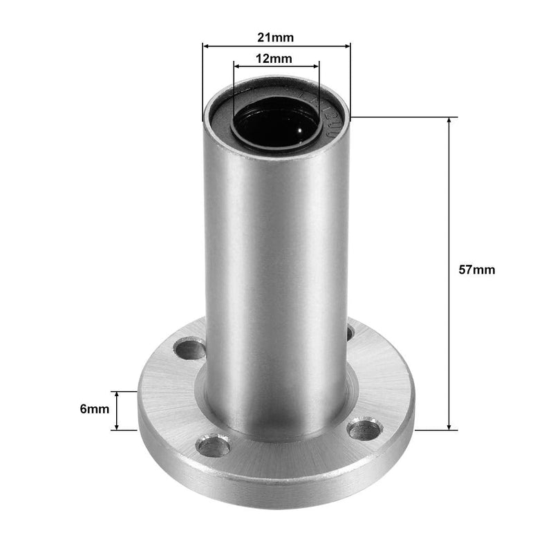 [Australia - AusPower] - uxcell LM12UU Extra Long Round Flange Linear Ball Bearings, 12mm Bore Dia, 21mm OD, 57mm Length (Pack of 2) 